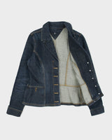 Vintage Y2K 00s Tommy Hilfiger Women's Raw Indigo Denim Made In Canada Blazer Jacket - M