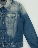 Vintage Y2K 00s Diesel Women's Distressed Denim Trucker Jacket - M