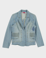 Vintage Y2K 00s Roca Wear Women's Light Wash Denim Woven Blazer Jacket - M