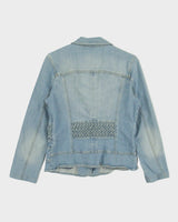 Vintage Y2K 00s Roca Wear Women's Light Wash Denim Woven Blazer Jacket - M