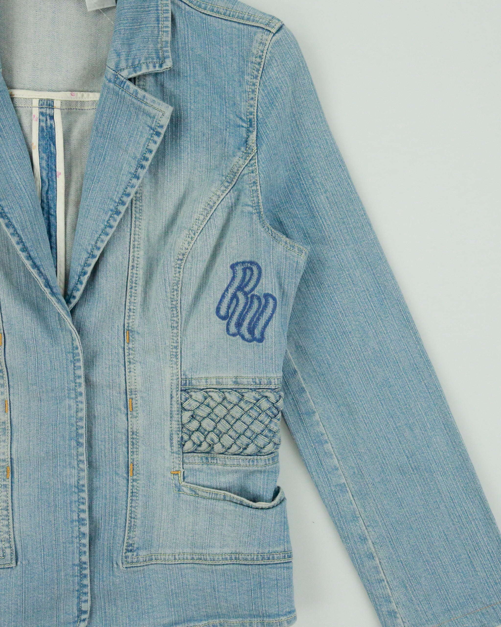 Vintage Y2K 00s Roca Wear Women's Light Wash Denim Woven Blazer Jacket - M