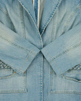 Vintage Y2K 00s Roca Wear Women's Light Wash Denim Woven Blazer Jacket - M