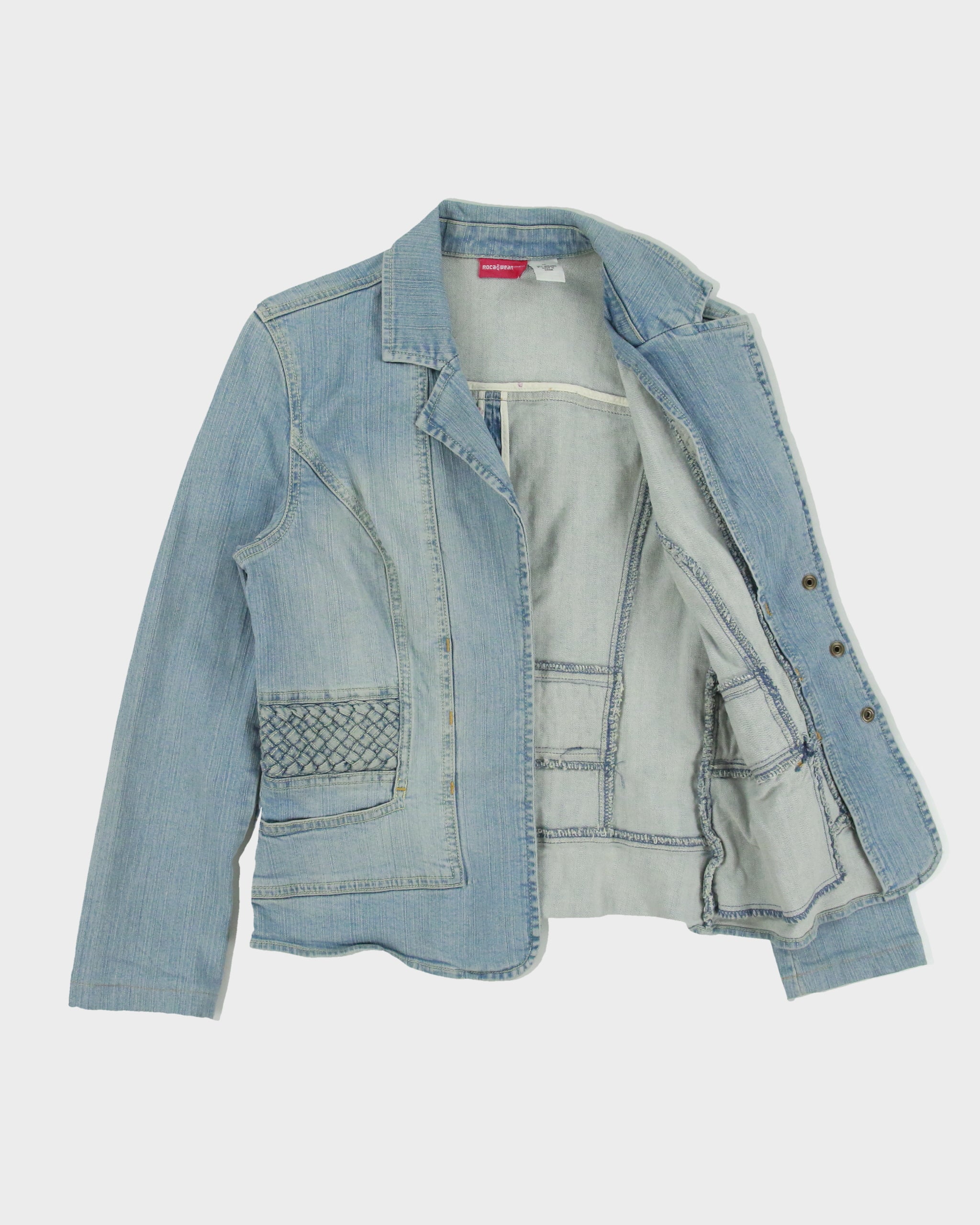 Vintage Y2K 00s Roca Wear Women's Light Wash Denim Woven Blazer Jacket - M