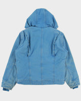 Vintage Carhartt J141 Sky Blue Women's Distressed Sherpa Lined Sandstone Sierra Jacket - S