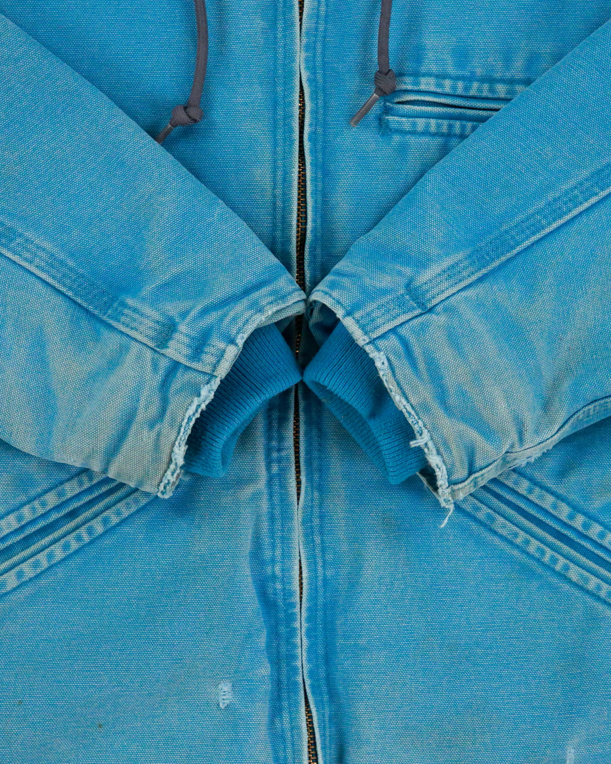 Vintage Carhartt J141 Sky Blue Women's Distressed Sherpa Lined Sandstone Sierra Jacket - S