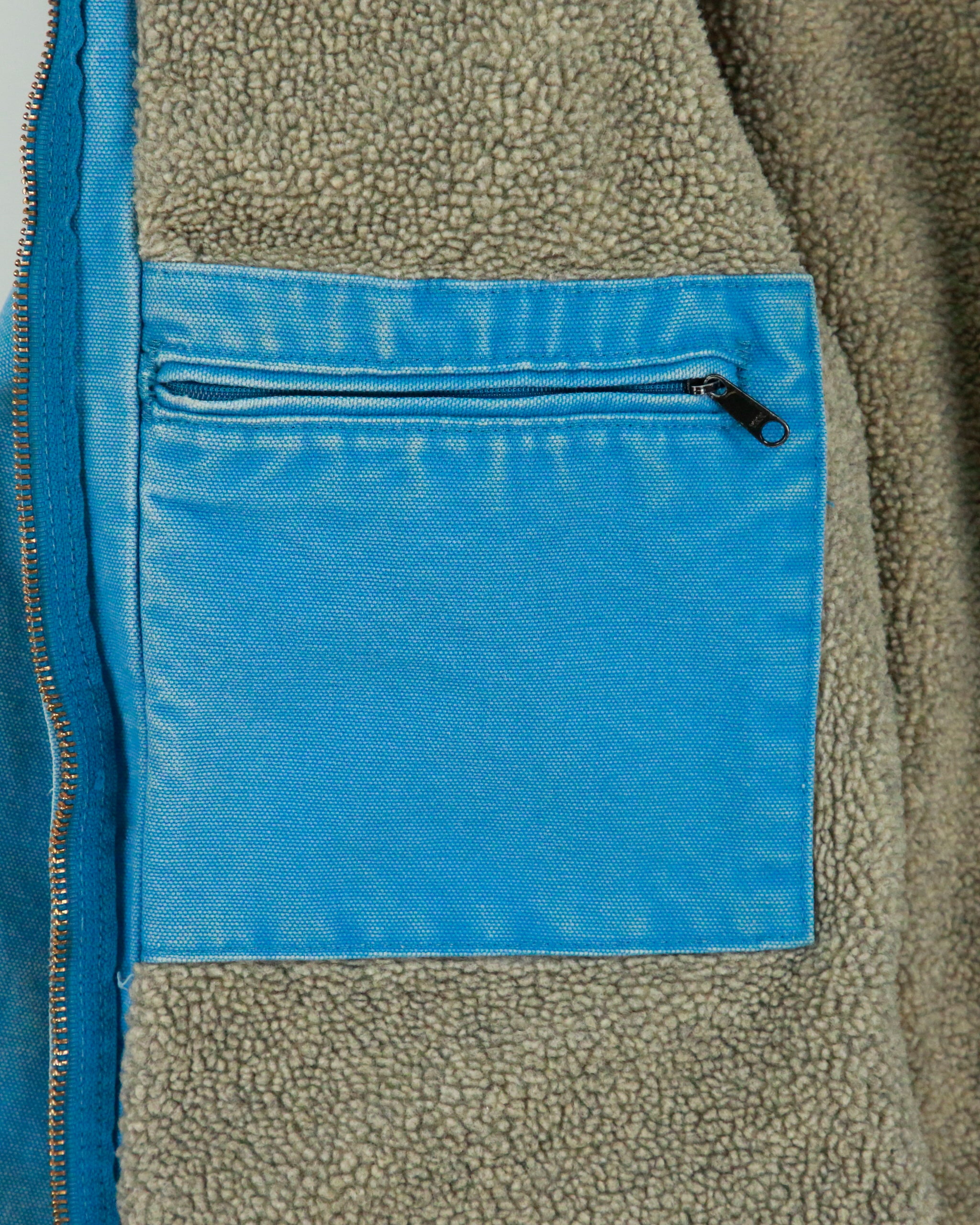 Vintage Carhartt J141 Sky Blue Women's Distressed Sherpa Lined Sandstone Sierra Jacket - S