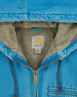 Vintage Carhartt J141 Sky Blue Women's Distressed Sherpa Lined Sandstone Sierra Jacket - S