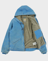 Vintage Carhartt J141 Sky Blue Women's Distressed Sherpa Lined Sandstone Sierra Jacket - S