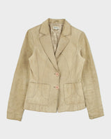Vintage Y2K 00s Moto Women's Camel Tan Suede Blazer Jacket - S
