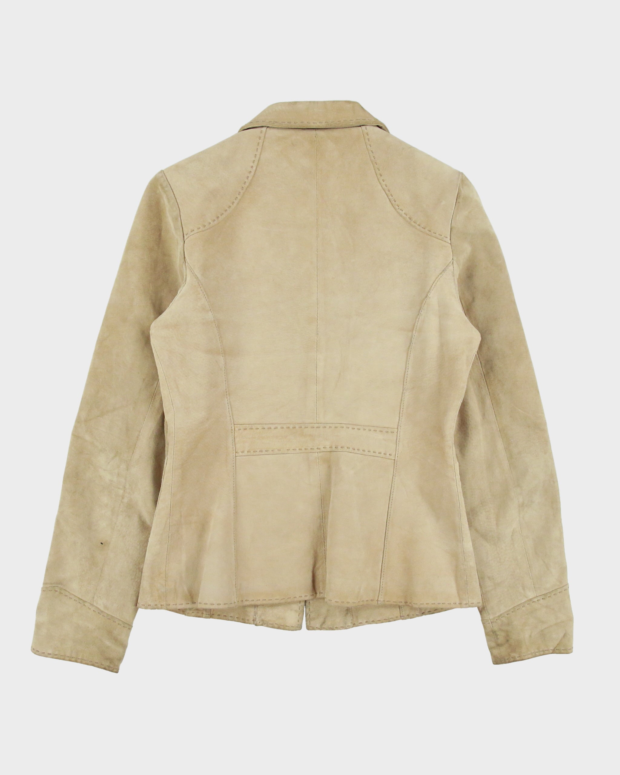 Vintage Y2K 00s Moto Women's Camel Tan Suede Blazer Jacket - S