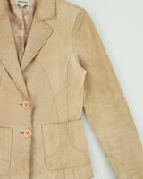 Vintage Y2K 00s Moto Women's Camel Tan Suede Blazer Jacket - S