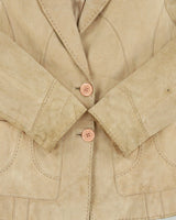 Vintage Y2K 00s Moto Women's Camel Tan Suede Blazer Jacket - S