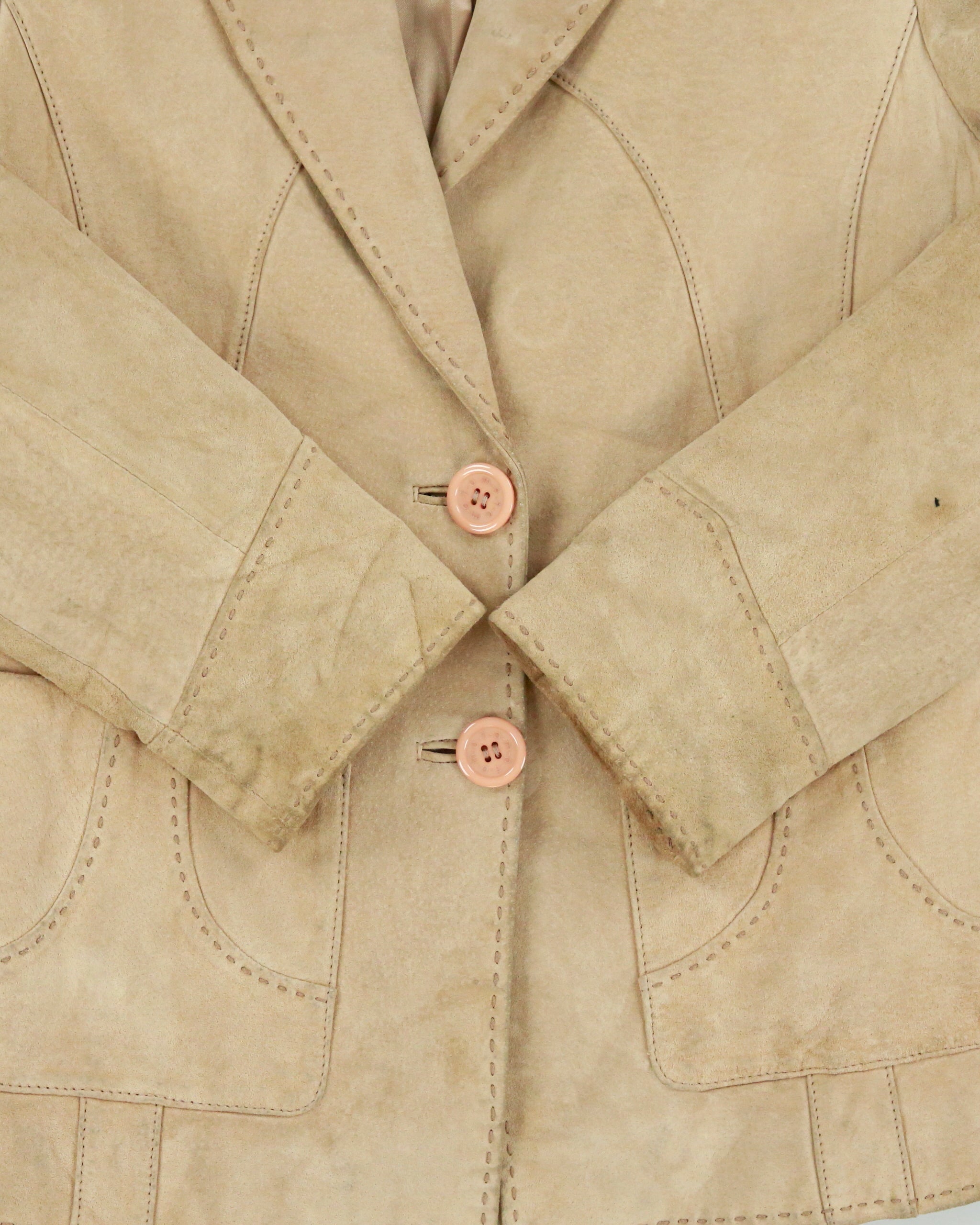 Vintage Y2K 00s Moto Women's Camel Tan Suede Blazer Jacket - S