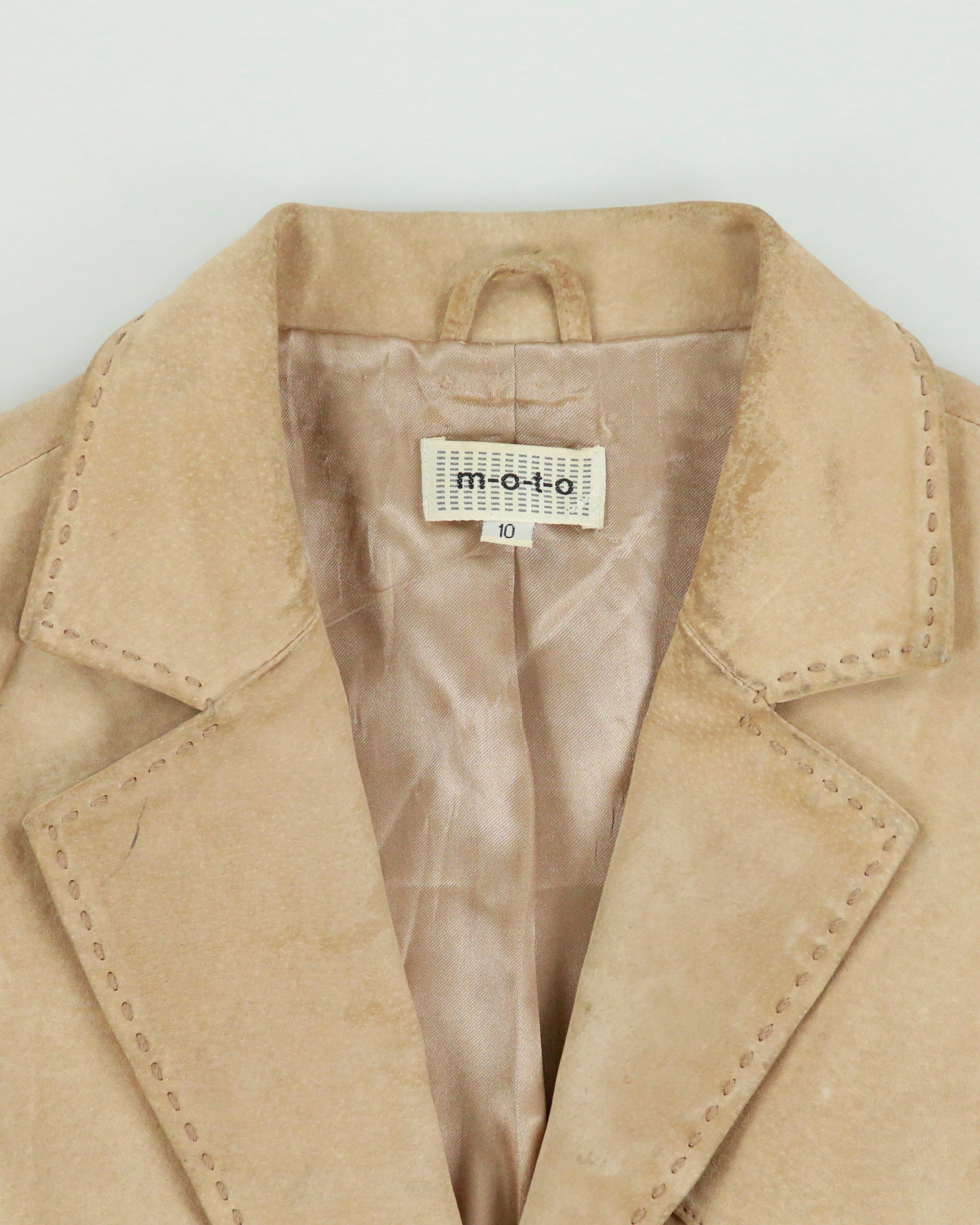 Vintage Y2K 00s Moto Women's Camel Tan Suede Blazer Jacket - S