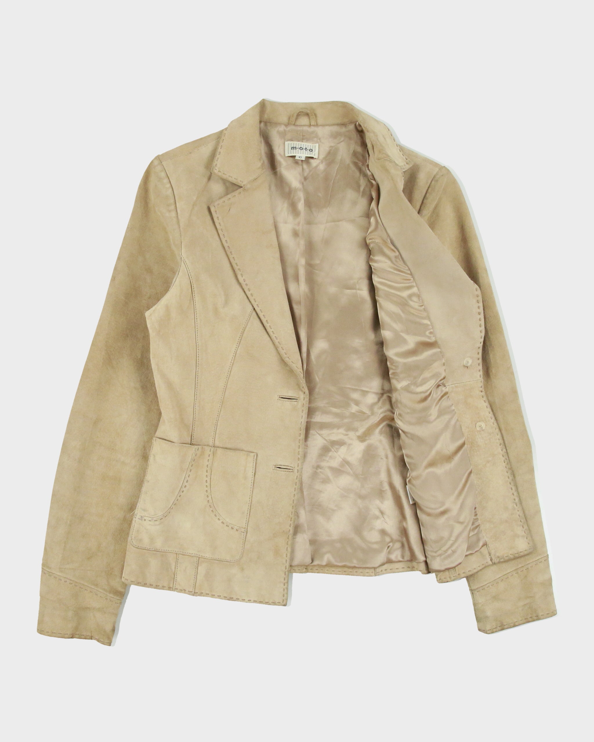 Vintage Y2K 00s Moto Women's Camel Tan Suede Blazer Jacket - S