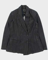 AW2015 Armani Exchange Women's Raw Indigo Denim Double Breasted Blazer Jacket - L