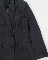 AW2015 Armani Exchange Women's Raw Indigo Denim Double Breasted Blazer Jacket - L