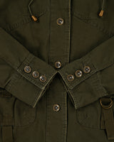 Vintage Y2K 00s Arizona Jeans Women's Khaki Camo Canvas 2-In-1 Cropped Military Jacket - L