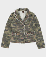 Vintage Y2K 00s OK! Jeans Women's Woodland Camo Contrast Stitch Blazer Jacket - S