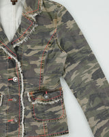 Vintage Y2K 00s OK! Jeans Women's Woodland Camo Contrast Stitch Blazer Jacket - S
