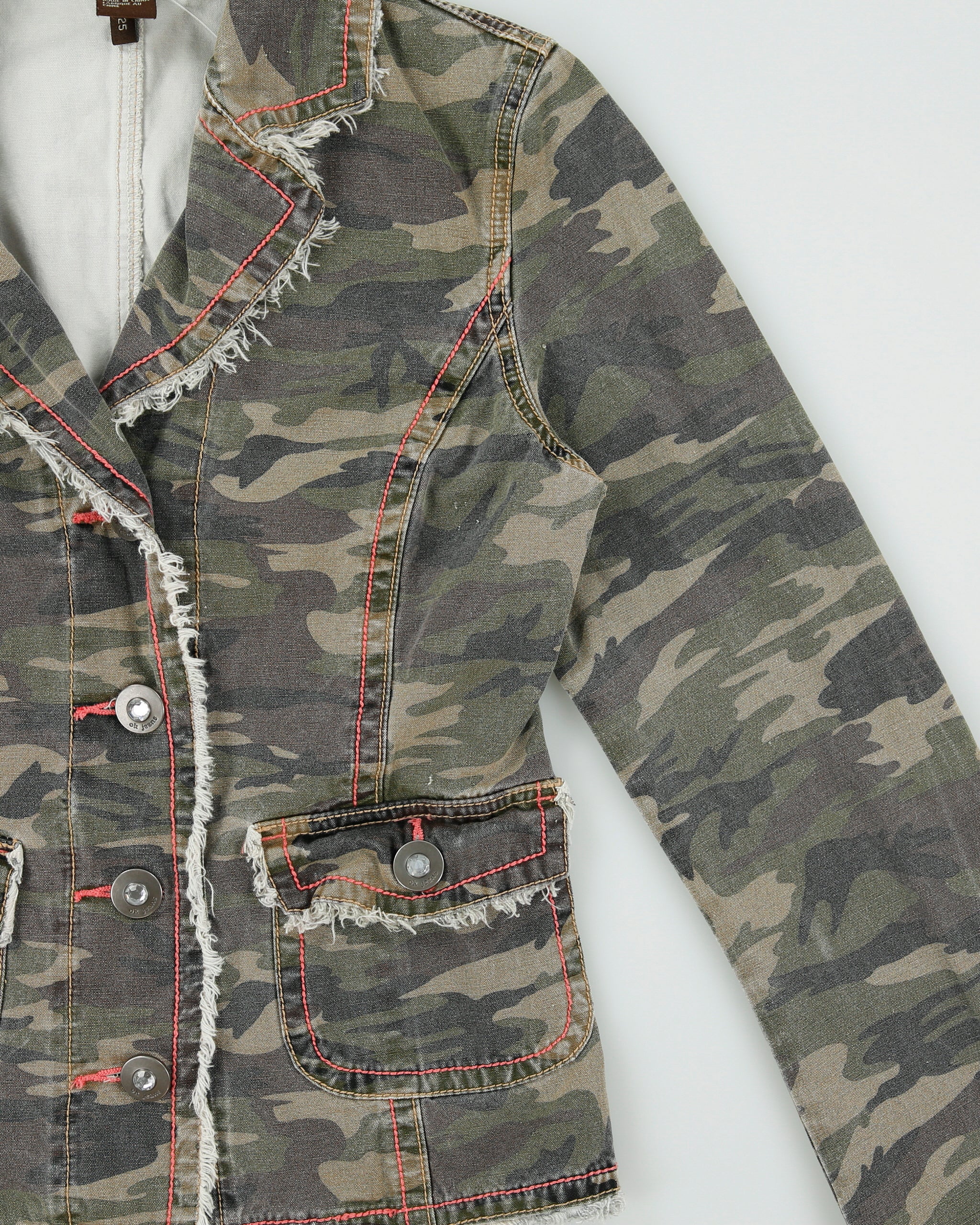 Vintage Y2K 00s OK! Jeans Women's Woodland Camo Contrast Stitch Blazer Jacket - S