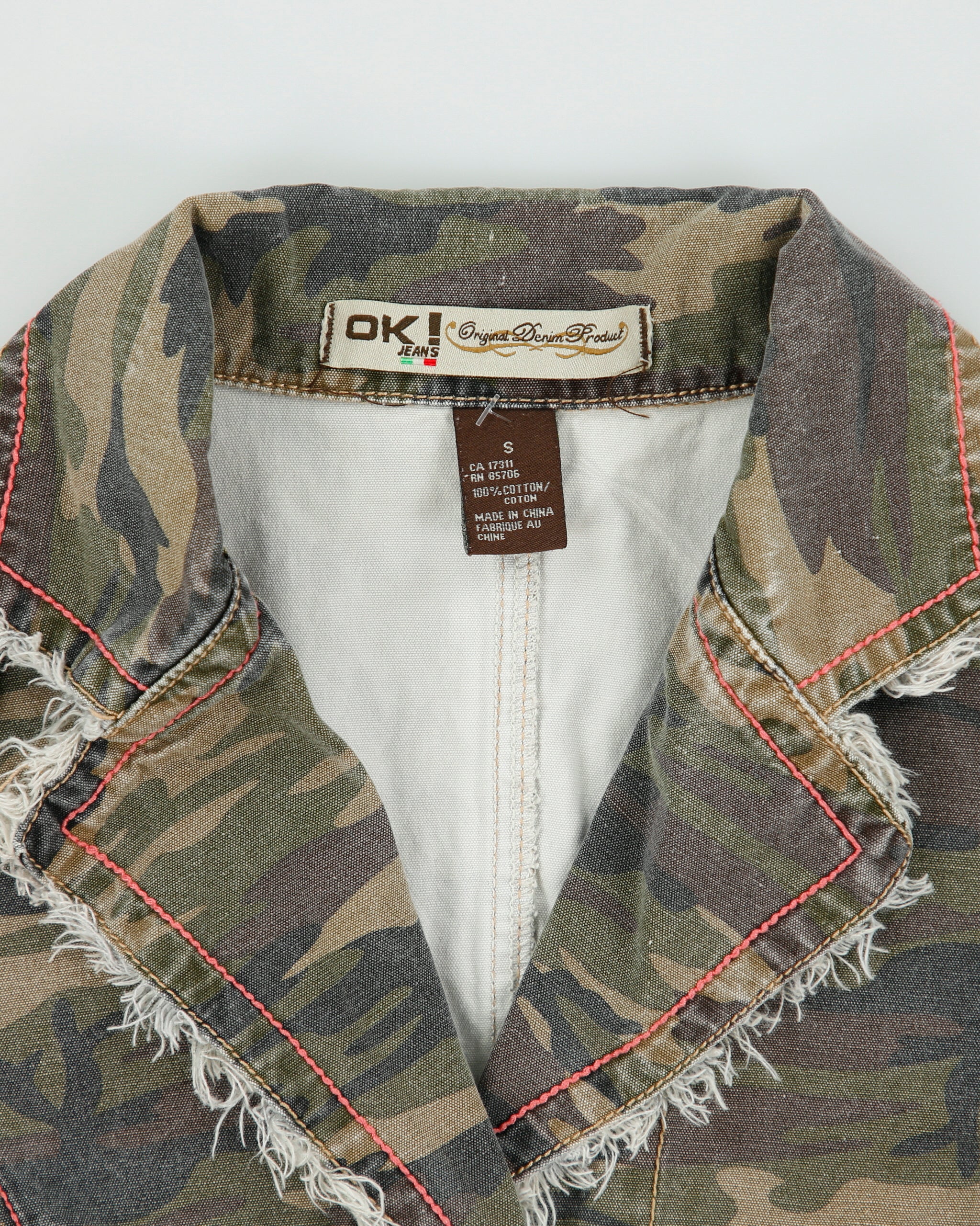 Vintage Y2K 00s OK! Jeans Women's Woodland Camo Contrast Stitch Blazer Jacket - S