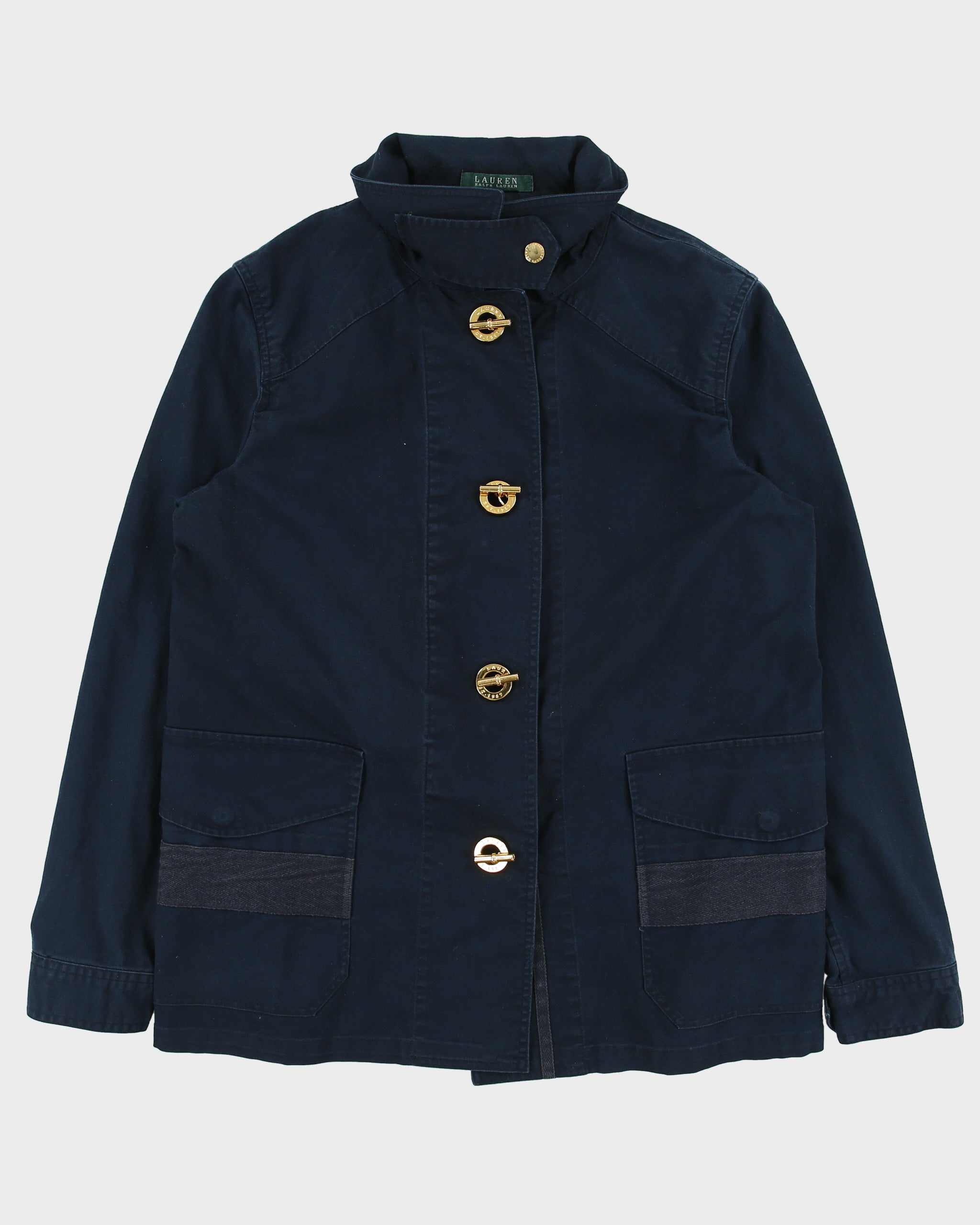 Vintage Y2K 00s Lauren Ralph Lauren LRL Women's Navy Canvas Toggle Chore Jacket - M