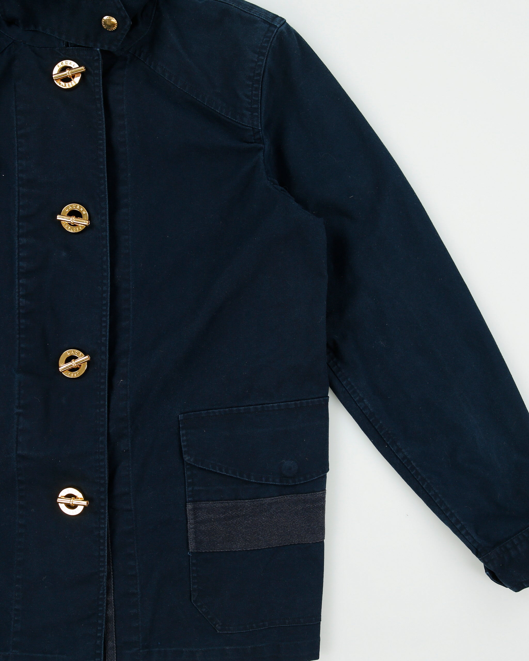 Vintage Y2K 00s Lauren Ralph Lauren LRL Women's Navy Canvas Toggle Chore Jacket - M