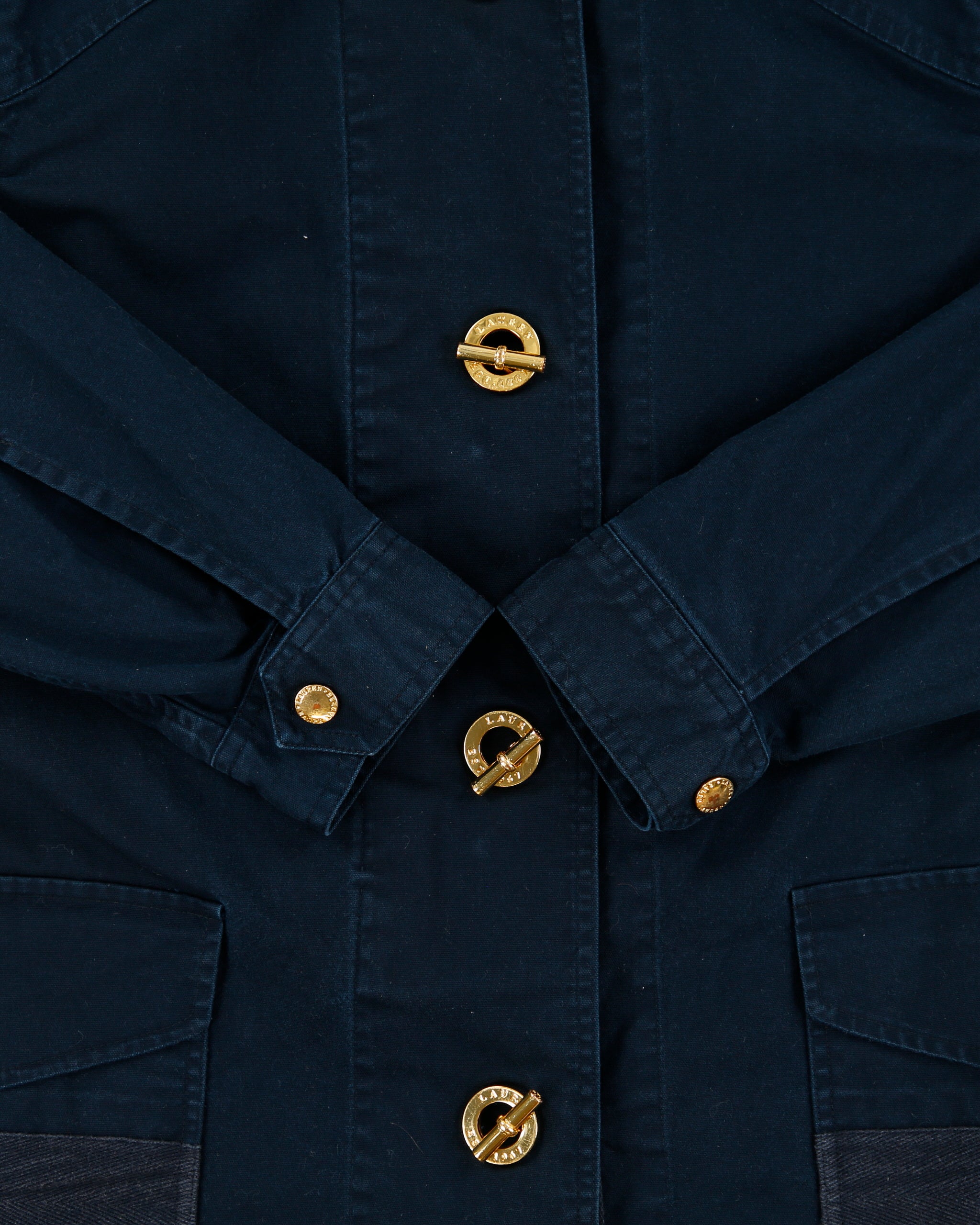 Vintage Y2K 00s Lauren Ralph Lauren LRL Women's Navy Canvas Toggle Chore Jacket - M