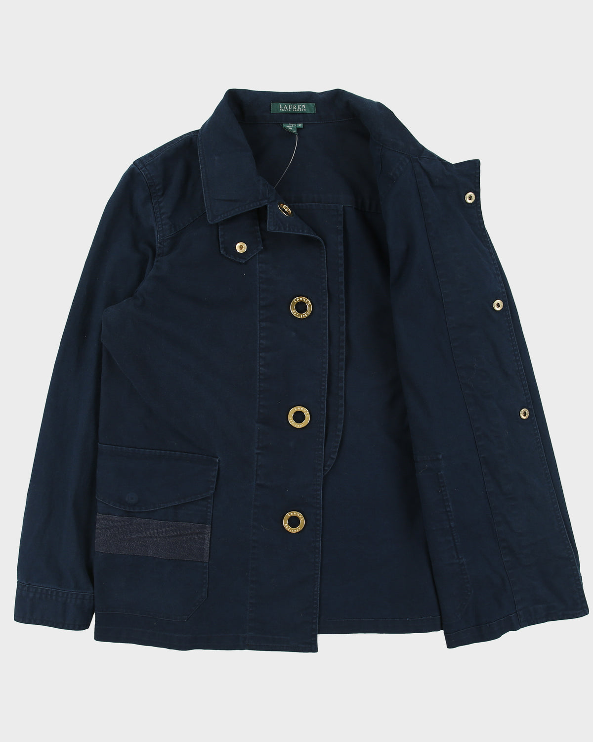 Vintage Y2K 00s Lauren Ralph Lauren LRL Women's Navy Canvas Toggle Chore Jacket - M