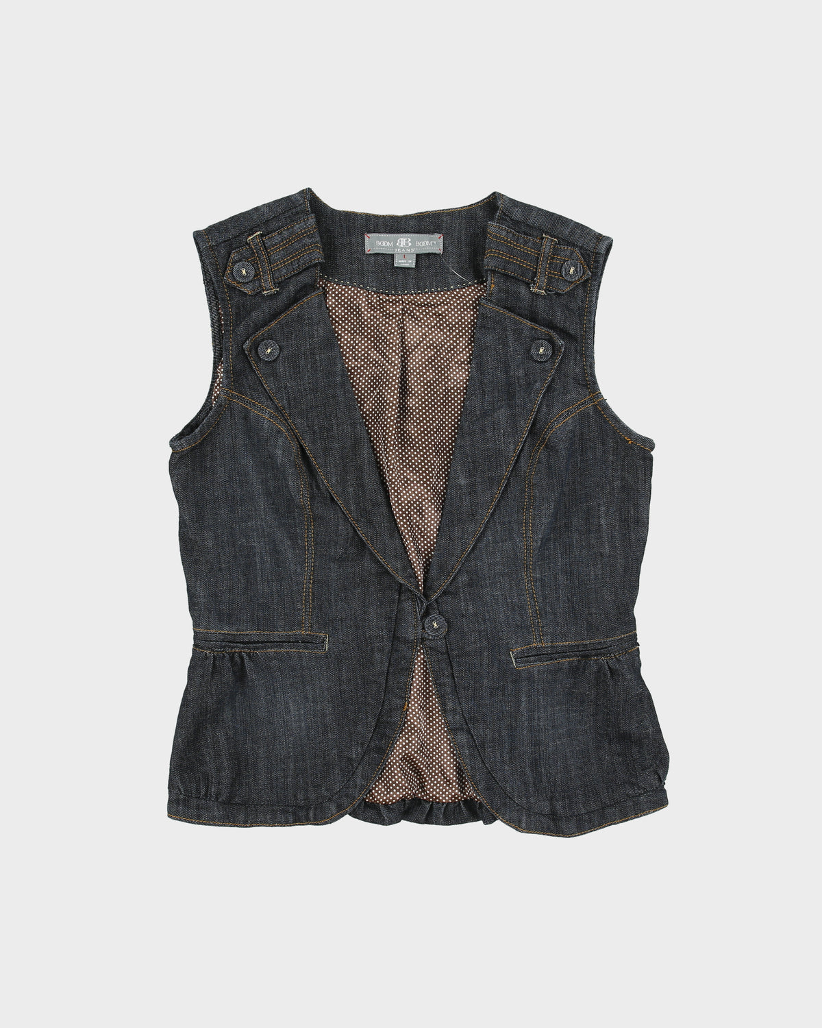 Vintage Y2K 00s Boom Boom Jeans Women's Raw Indigo Denim Waistcoat - L