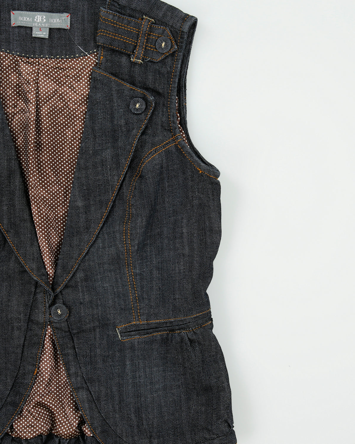 Vintage Y2K 00s Boom Boom Jeans Women's Raw Indigo Denim Waistcoat - L