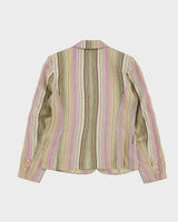Vintage Y2K 00s Jean Coste Paris Women's Striped Linen 'Alexandra' Blazer Jacket - S