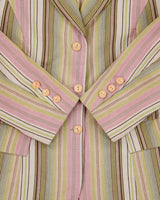 Vintage Y2K 00s Jean Coste Paris Women's Striped Linen 'Alexandra' Blazer Jacket - S