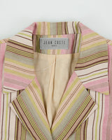 Vintage Y2K 00s Jean Coste Paris Women's Striped Linen 'Alexandra' Blazer Jacket - S