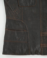 Vintage Y2K 00s Danier Women's Brown Distressed Calfskin Leather Moto Jacket - L