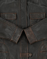 Vintage Y2K 00s Danier Women's Brown Distressed Calfskin Leather Moto Jacket - L