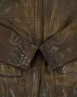 Vintage Hugo Boss Orange Joba Women's Distressed Lambskin Leather Asymmetrical Cafe Racer Moto Jacket - XS