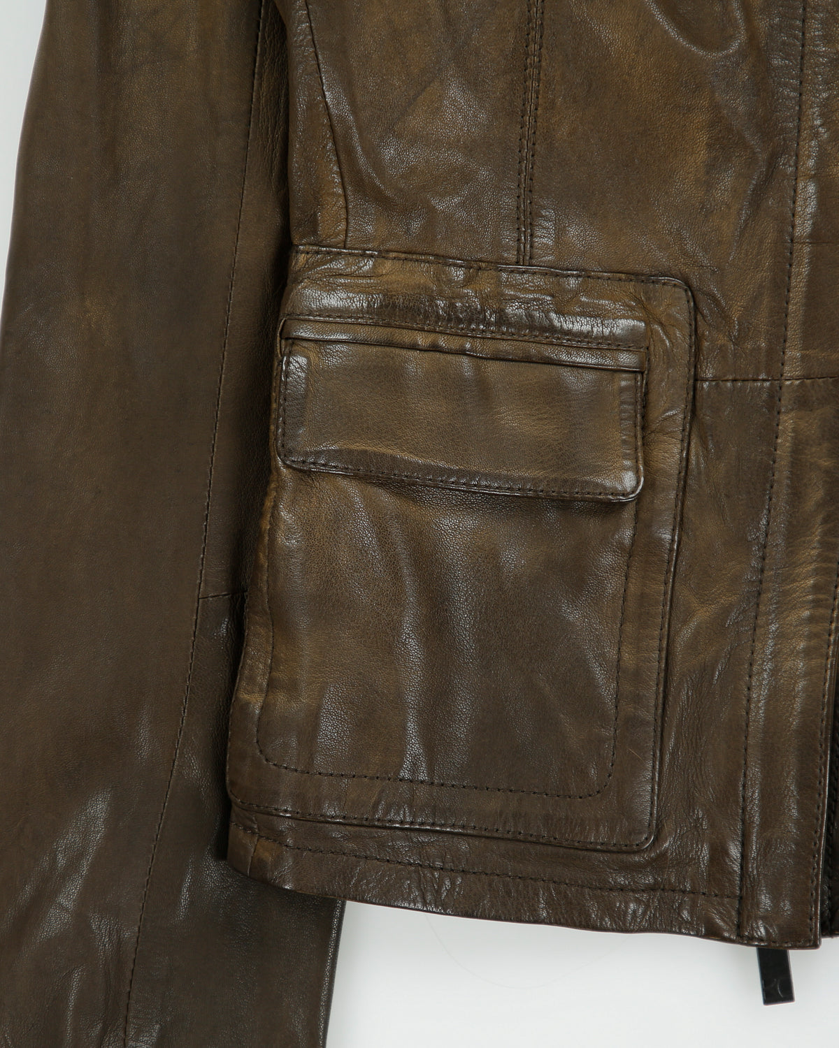 Vintage Hugo Boss Orange Joba Women's Distressed Lambskin Leather Asymmetrical Cafe Racer Moto Jacket - XS