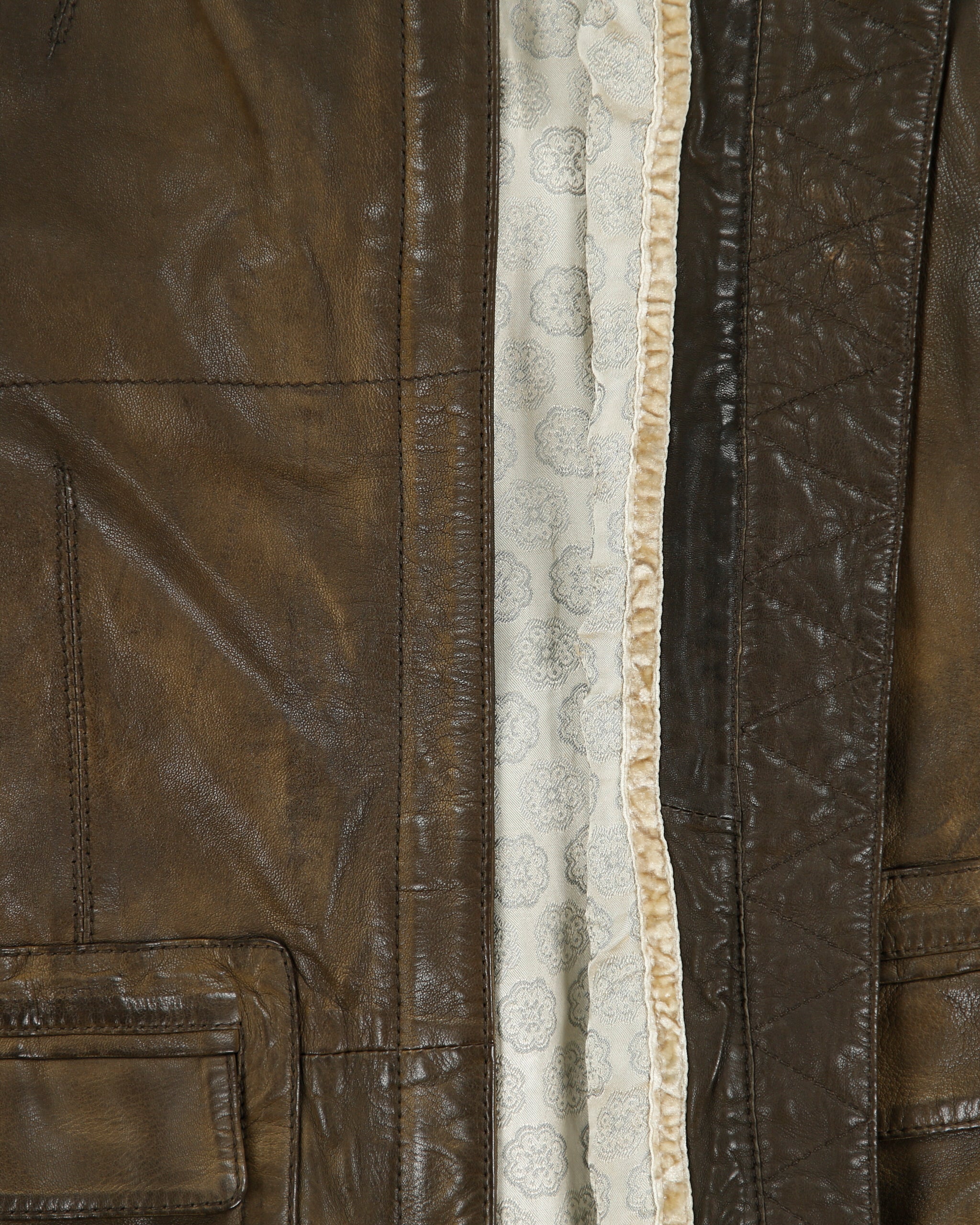 Vintage Hugo Boss Orange Joba Women's Distressed Lambskin Leather Asymmetrical Cafe Racer Moto Jacket - XS