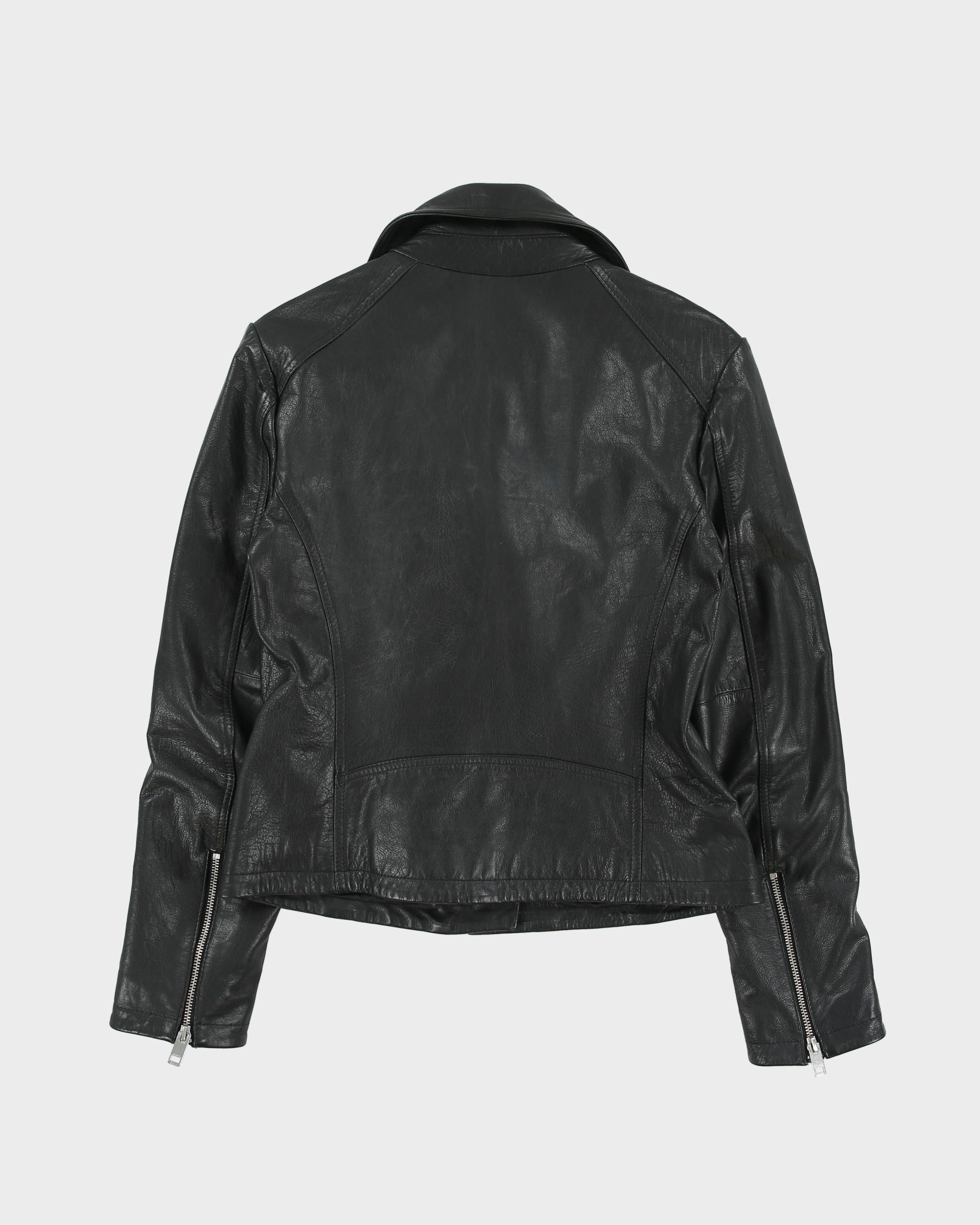Vintage Diesel Women's Buffalo Hide Leather Classic Asymmetrical Cafe Racer Moto Jacket - S