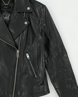 Vintage Diesel Women's Buffalo Hide Leather Classic Asymmetrical Cafe Racer Moto Jacket - S