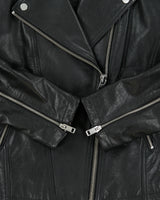 Vintage Diesel Women's Buffalo Hide Leather Classic Asymmetrical Cafe Racer Moto Jacket - S