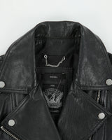Vintage Diesel Women's Buffalo Hide Leather Classic Asymmetrical Cafe Racer Moto Jacket - S