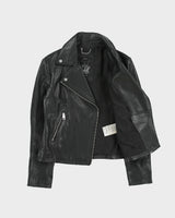 Vintage Diesel Women's Buffalo Hide Leather Classic Asymmetrical Cafe Racer Moto Jacket - S