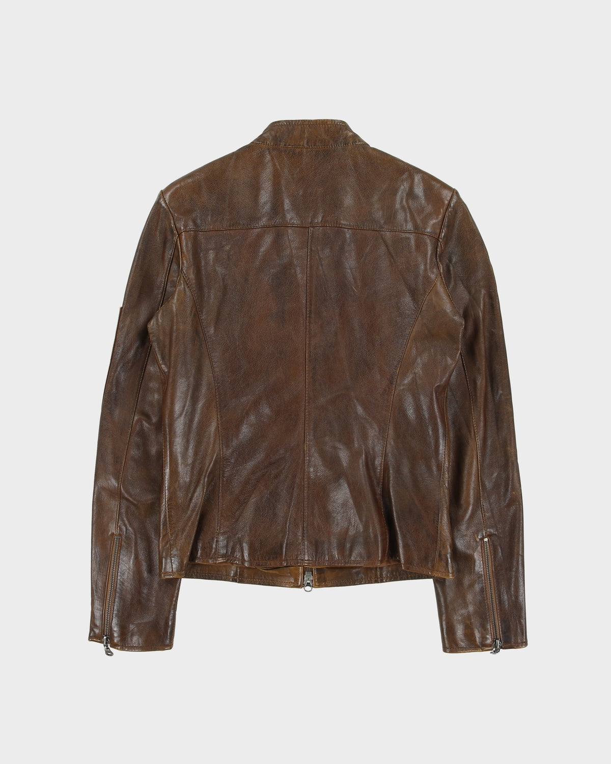 Vintage Y2K 00s Danier Women's Calfskin Patina Leather Cafe Racer Moto Jacket - XS
