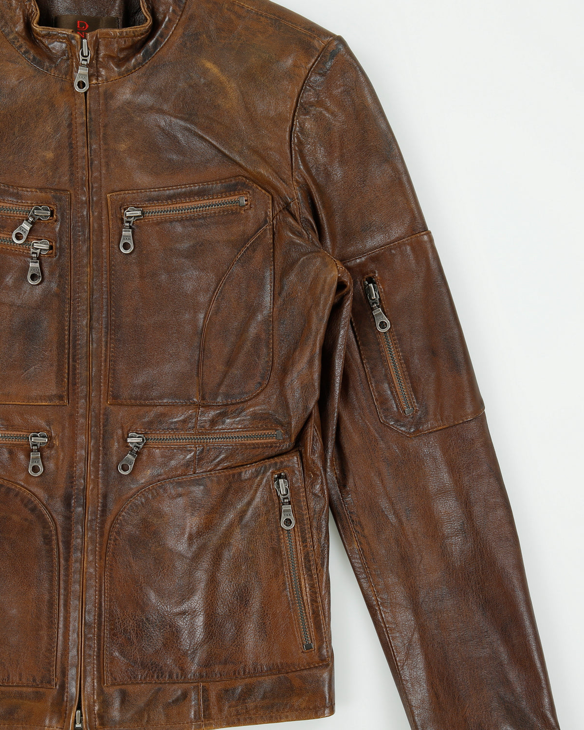 Vintage Y2K 00s Danier Women's Calfskin Patina Leather Cafe Racer Moto Jacket - XS