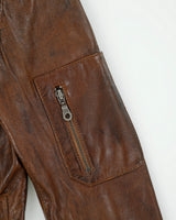 Vintage Y2K 00s Danier Women's Calfskin Patina Leather Cafe Racer Moto Jacket - XS