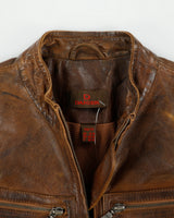Vintage Y2K 00s Danier Women's Calfskin Patina Leather Cafe Racer Moto Jacket - XS