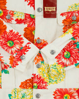 DSWT Vintage 1980s Sisley Women's Floral Cropped Canvas Denim Jacket - M